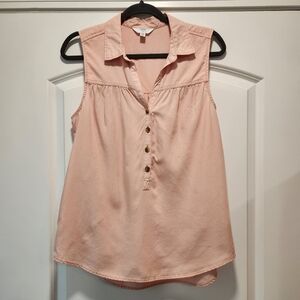 TIME AND TRU PEACH BUTTON FRONT TOP SIZE M (8-10)